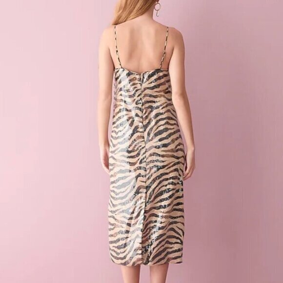 J.Crew Gwyneth Sequin Slip Dress in Zebra Stripe – Women’s Size 8 - Picture 8 of 8